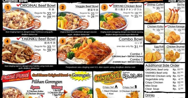 Harga Menu Yoshinoya