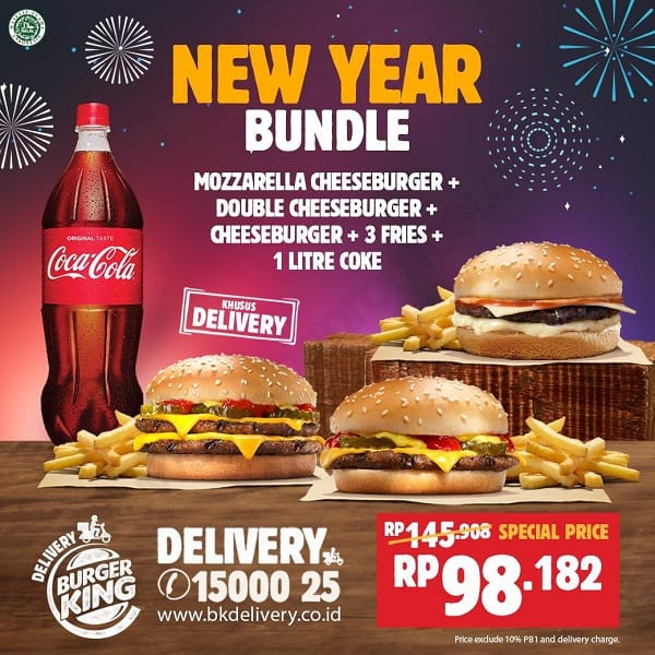 Burger King New Years Promo Khusus Delivery Harga Rp. 98.182