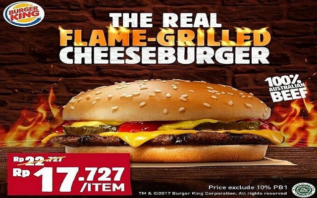 Menu Burger King Terbaru The Real Flame-Grilled Cheeseburger
