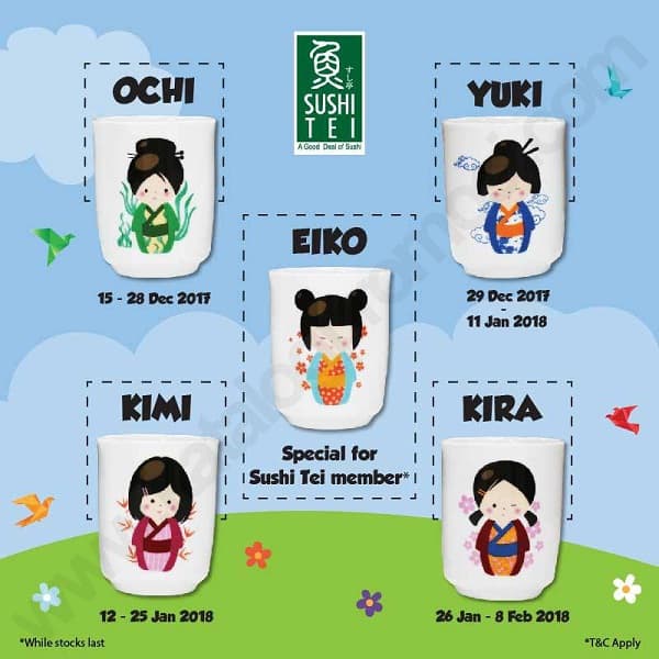 Sushi Tei Special Gift Ocha Cup dengan 5 Desain Istimewa