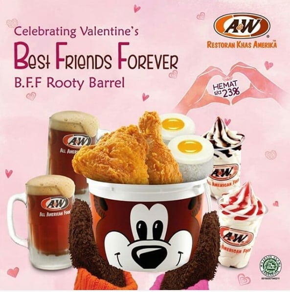 Hemat 23% Dengan A&W Special Valentine’s Best Friend Forever