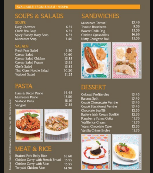 Bakerzin Menu