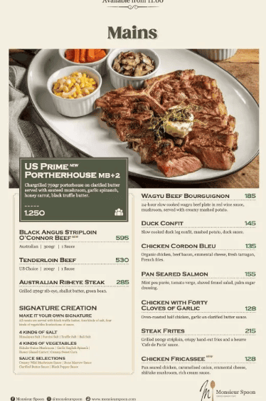 Monsieur Spoon Menu