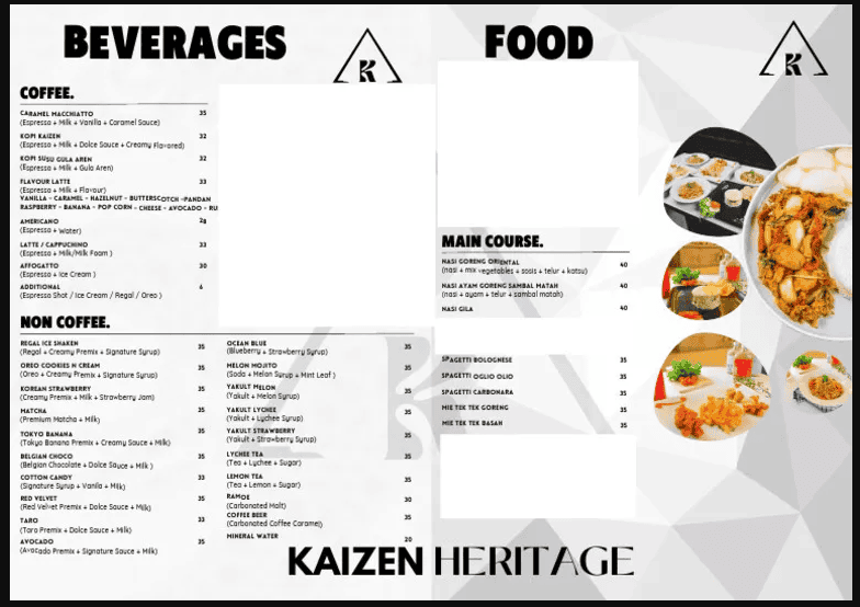 Kaizen Heritage Menu