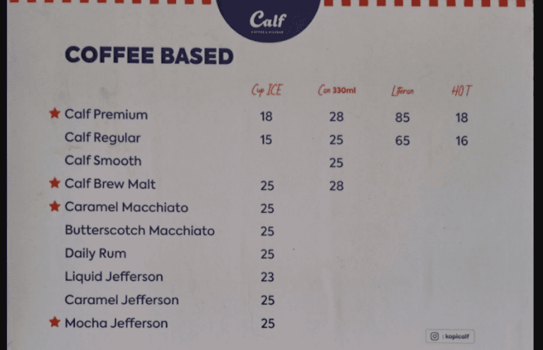 Menu Kopi Calf: