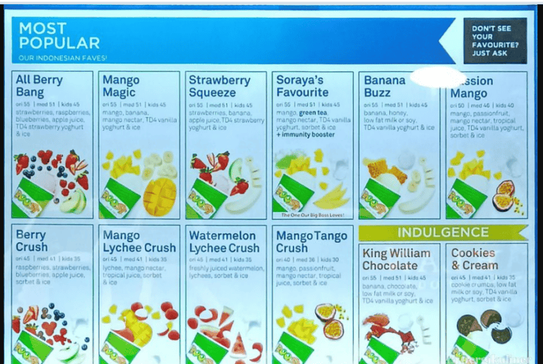 Boost Juice Menu