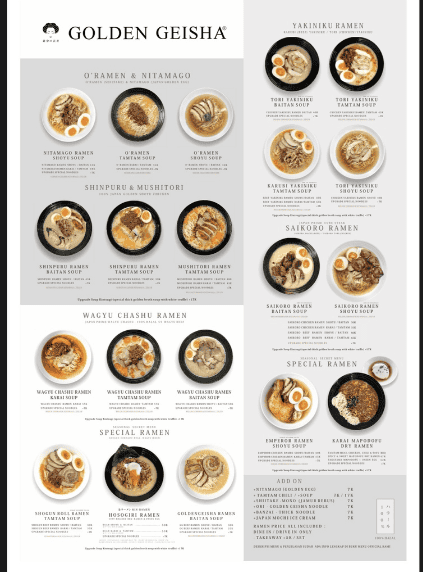 Menu Golden Geisha