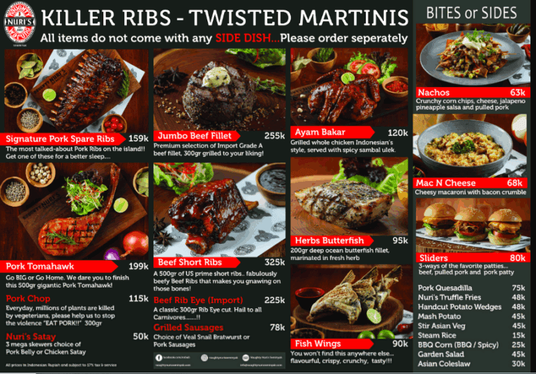 Naughty Nuri Menu