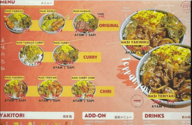 Daftar Harga Menu Bungkushin Terbaru