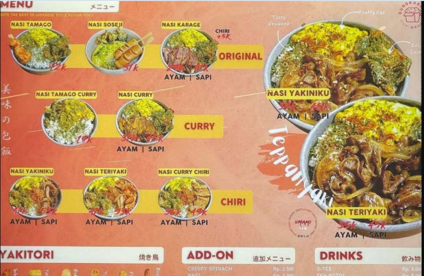 Daftar Harga Menu Bungkushin Terbaru