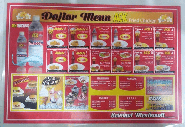 Menu ACK Fried Chicken