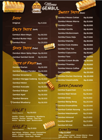 Harga Menu Roti Gembul Terbaru