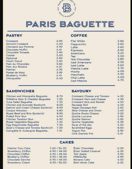 Paris Baguette Menu Harga Terbaru