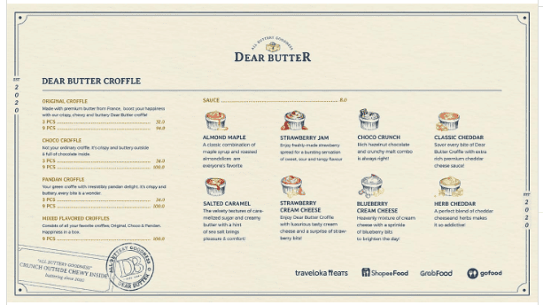 Dear Butter Menu