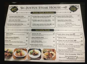 menu justus steak house